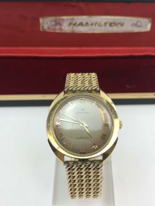 Vintage Hamilton Bubble Back 14K Solid Yellow Gold Automatic Watch W/ Box 2