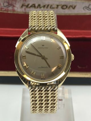 Vintage Hamilton Bubble Back 14K Solid Yellow Gold Automatic Watch W/ Box 4