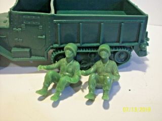 Marx Battleground WWII American Dark Green Half - Track w 2 Lime Sitting Soldiers 3