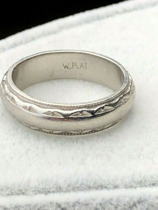 Platinum Band Ring Size 6 Weight 8.  25 Grams Signed Wl Plat Vintage Lampl