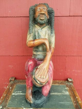 Vintage Hand Carved Bob Marley Statue - Wooden Reggae Bob Marley Statue Ooak