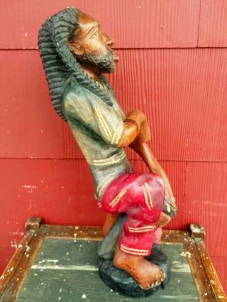 Vintage Hand Carved Bob Marley Statue - Wooden Reggae Bob Marley Statue OOAK 7