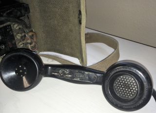 WW II US Army Signal Corps Crank Field Telephone w/ Kellogg TS - 9 - K Handset Phone 5