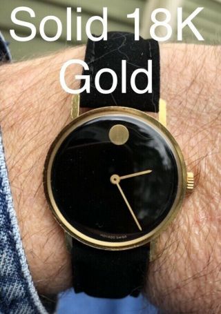 Rare Vintage 1960s Movado (pre Zenith) Museum Solid 18k Gold Watch 246 17j Runs