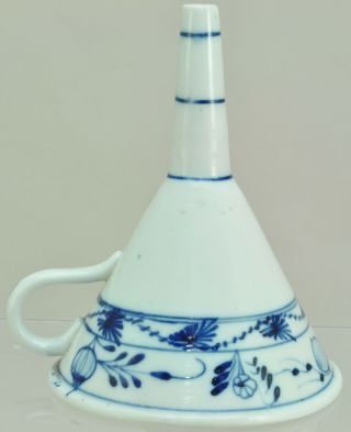 Antique Hand Painted Blue Onion German Porcelain Funnel
