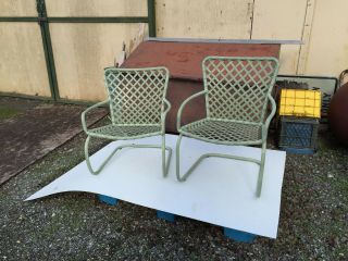 Vintage Brown Jordan Tamiami Spring Base Chairs Sage Green Cantilever 3