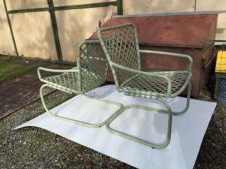 Vintage Brown Jordan Tamiami Spring Base Chairs Sage Green Cantilever 4