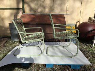 Vintage Brown Jordan Tamiami Spring Base Chairs Sage Green Cantilever 5