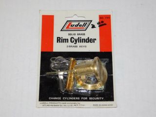 Nos Vintage Ludell Solid Brass Rim Cylinder Door Lock Security Key Change Atlas