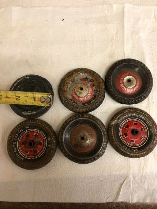6 - 2 3/4 Louis Marx Tin Wheels