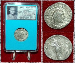 Ancient Roman Empire Coin Gallienus Pax Holding Branch And Sceptre On Reverse