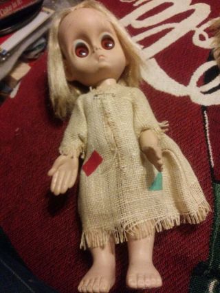 Vintage 1965 Hasbro Little Miss No Name Big Sad Eye Doll Keane Era