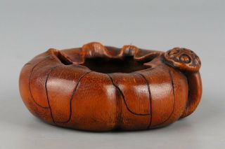 Chinese Exquisite Hand - Carved Bamboo Brush Washer