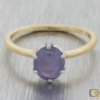 1880s Antique Victorian Platinum 18k Yellow Gold Purple Star Sapphire Ring A8
