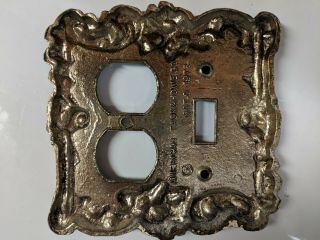 Vintage American TACK&HDWE.  CO outlet switch plate cover combo Antique 1973 brass 2