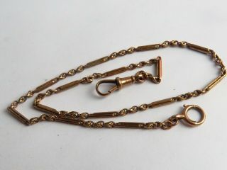 Antique Solid 9ct.  375 Rose Gold Watch Chain 14 " Long,  8 Grams