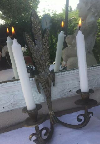 Vintage Wall Sconce Wall Light French In Silver Metal With Two Arms Candles Only
