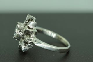 Vintage 14KT White Gold 1.  00CT diamond wedding ring size 5.  25 Antique Flower des 3