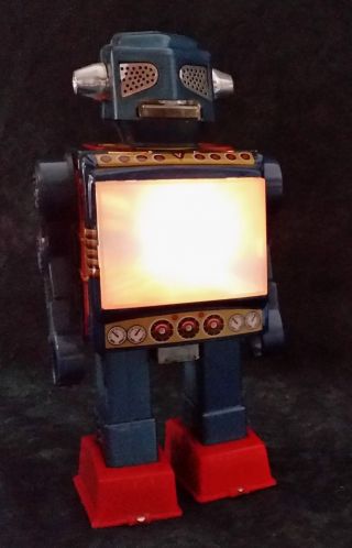 Vintage SPACE SCOUT VIDEO ROBOT Horikawa SH Japan Battery Operated Tin Toy 4