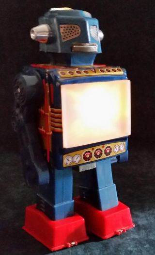 Vintage SPACE SCOUT VIDEO ROBOT Horikawa SH Japan Battery Operated Tin Toy 8