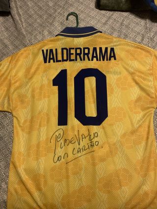 Seleccion Colombia 1994 Vintage Jersey Autographed Signed By Pibe Valderrama