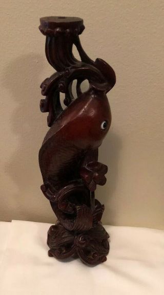 Japanese 19th Century Hand - Carved Wooden Koi Estate Vgc.  383
