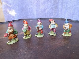 VINTAGE COLLECTIBLE SET OF 5 ANRI HAND CRAFTED & PAINTED DWARF ELF FIGURINE 2