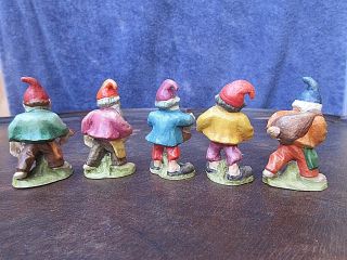 VINTAGE COLLECTIBLE SET OF 5 ANRI HAND CRAFTED & PAINTED DWARF ELF FIGURINE 5
