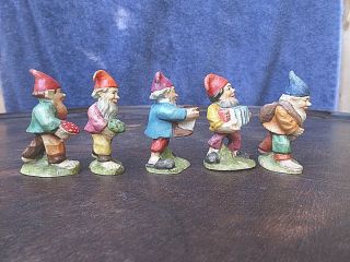 VINTAGE COLLECTIBLE SET OF 5 ANRI HAND CRAFTED & PAINTED DWARF ELF FIGURINE 6