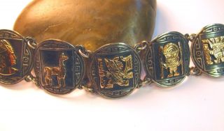 Vintage Sterling Silver And 18k Gold Bracelet From Peru