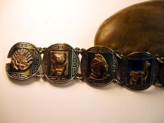 Vintage Sterling Silver and 18K Gold Bracelet from Peru 4