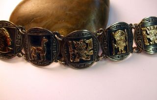 Vintage Sterling Silver and 18K Gold Bracelet from Peru 5