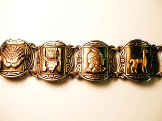 Vintage Sterling Silver and 18K Gold Bracelet from Peru 7