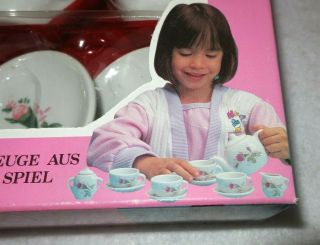Childs Mini 13 Pc China Tea Set Service for 4 Rare Vtg Pink Rose 5