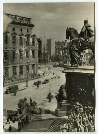 Wwii Large Size Press Photo: Ruined & Occupied Berlin Center View,  May 1945