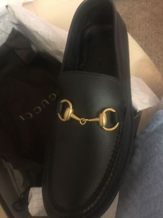 Gucci Black Leather Horsebit Driving Loafer Size 7 Men Or 9.  5 Women
