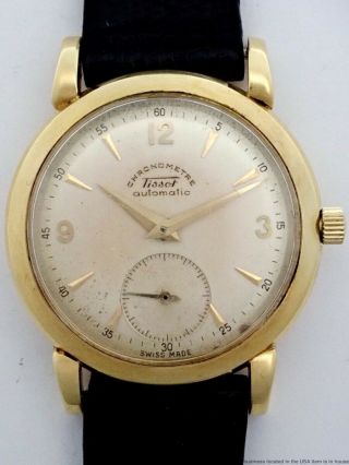 Rare Art Deco Vintage Tissot 18k Gold Chronometer Automatic Mens Watch