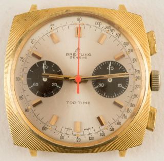 Vintage Breitling Top Time Chronograph Valjoux 7733 Panda Dial Watch Runs But