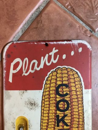 COKER HYBRID CORN ADVERTISING THERMOMETER SIGN PLANT COKERS ANTIQUE VINTAGE 2