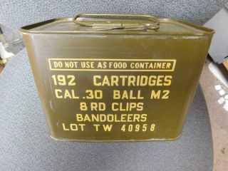M1 Garand Rifle Ammo Can.  Empty.  Graphics
