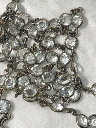 Vintage Bezel Set Clear Faceted Crystal Or Glass Necklace Signed Czechoslovakia