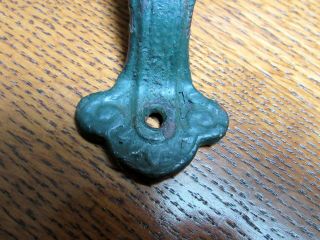 Antique Arts Crafts Cast Iron Large Door or Cabinet Handle Buckle Design Signed 5