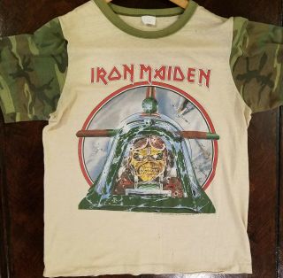 Iron Maiden - Aces High Camo Vintage Tee Shirt Large Rare Authentic 80 