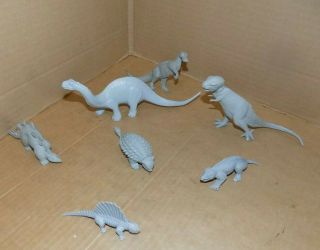 Marx Prehistoric Times Play Set Dinosaurs In Gray Soft Plastic