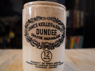 Antique James Keiller & Sons Dundee Marmalade Crock Stoneware Jar England 3