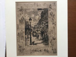 Vintage Etching By Felix Buhot Tete National Au Boulevard Clichy Famous French.