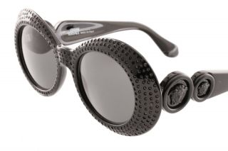 Gianni Versace 418 E Rarest Total Black Sunglasses,  Matte Black Medusa Temples