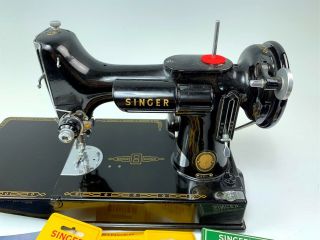 Vintage 1948 Singer 221 Featherweight Sewing Machine w/ Accessories & Case 6