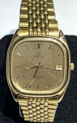 Vintage Omega Seamaster Automatic Gold Watch Beads Of Rice Bracelet 166.  0282