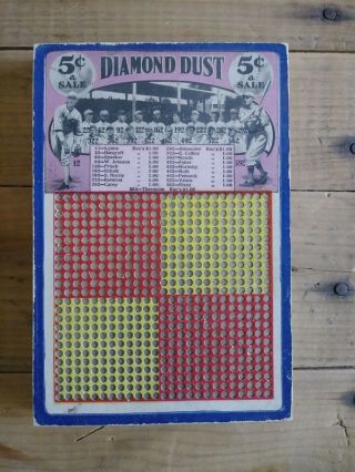 Vintage Diamond Dust Baseball Punch Board Babe Ruth